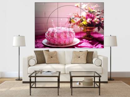 Kamya home Décore 88 cm Flower Cake Wall Sticker Self Adhesive Sticker