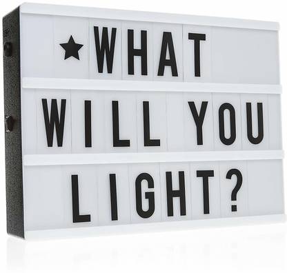 Iktu Cinema Light Box with 96 Letters and Symbols DIY Cinematic LED Light Box, Free Combination (A5 Size, 96pcs Signs) Table Lamp