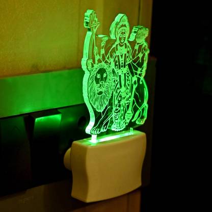 AFAST Acrylic 3D Illusion Goddess Durga With Lion LED Night Lamp Night Lamp