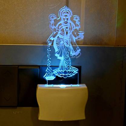 1st Time 3D Illusion Goddess Of Wealth Maa Laxmi LED Night Lamp Night Lamp
