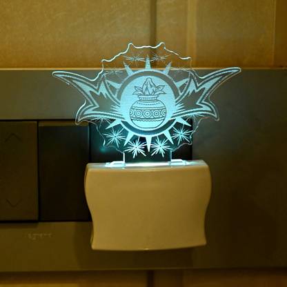 1st Time 3D Illusion Shubh Kalash LED Night Lamp Night Lamp