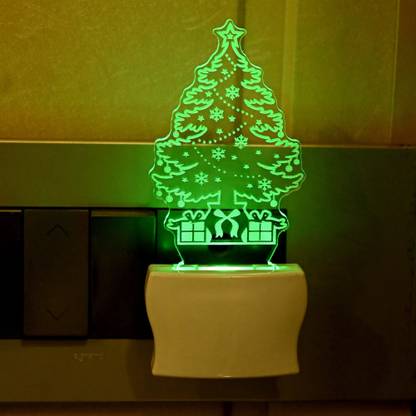 Somil 3D Illusion Decorated Christmas Tree LED Plug & Play Wall Lamp Night Lamp