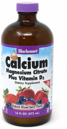Bluebonnet Liquid Calcium Magnesium Citrate Plus Vitamin D3 Berry Flavor