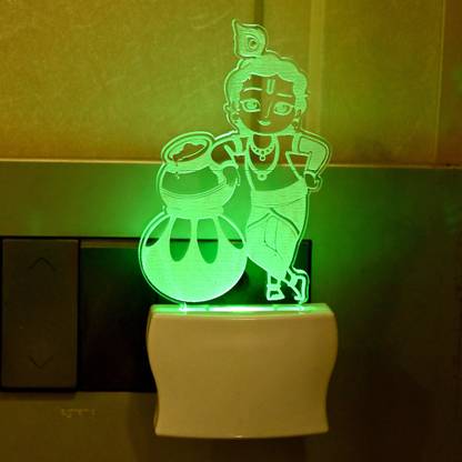 AFAST 3D Illusion Natkhat Kanha With Matki LED Night Lamp Night Lamp