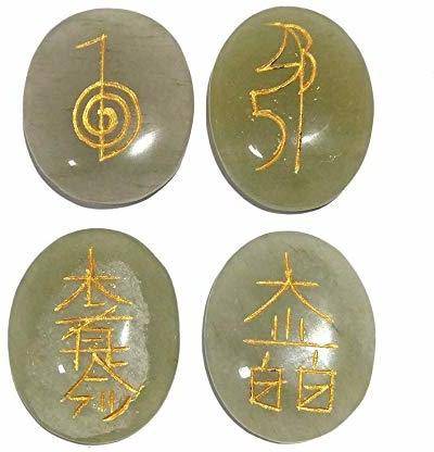 Maitri Export Reiki Symbol Crystal Stone Set 4 pc for Reiki Healing and Crystal Healing Stones(Cho ku rei, Sei he ki, Hon sha ze sho nen, Dai ko myo) Crystal Yantra