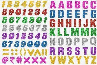 Craft Haveli Numbers And Alphabet Designed Glitter Stickers Used For Making Scrap Book And Projects