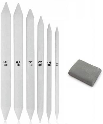 Definite Kneadable Eraser and White Paper Blending Stumps or Tortillon for Blending Shading Smudging Graphite and Charcoal Pencils