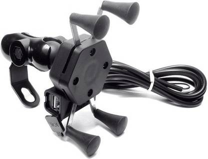 AutoPowerz MultiFunctional Mobile Holder with USB Charger Mototrcycle Mobile Holder Bracket 2.1 A Bike Mobile Charger