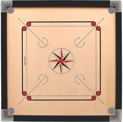 pc club Carrom Board High Gloss Finish with Coins, Striker ,Powder FULL SIZE 50 cm Carrom Board