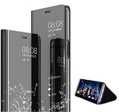 Deepsi Front & Back Case for Samsung Galaxy A6 Plus Case Slim Mirror Flip Cover for Samsung Galaxy A6 Plus -MirrorFlip Black