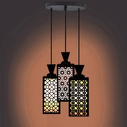 DecorVista 3 Light Creative Wooden Pendant Lamp for Room,Foyer,Hallway Ceiling Lamp(Black) Pendants Ceiling Lamp