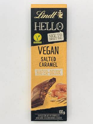 LINDT HELLO VEGAN Salted Caramel Chocolate Bar 100g Bars