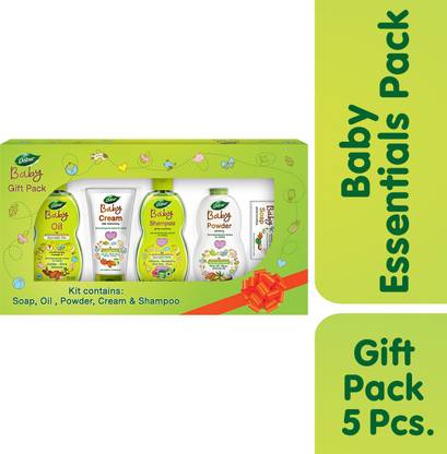 Dabur Baby Gift Pack (5 pieces) - Daily baby care essentials with No Harmful Chemicals | Hypoallergenic & Dermatologically tested with No Paraben and Phthalates