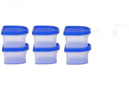 Cutting Edge Modular Containers Oval With Plain Lid Set For Rice Dal Atta Flour Cereals Pulses Snacks Stackable 250 Ml Set Of 6 Blue Lids 250 Ml Plastic Utility Container Price