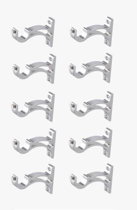 DRIX Silver Rod Rail Bracket, Curtain Knobs, Tieback Hook Metal