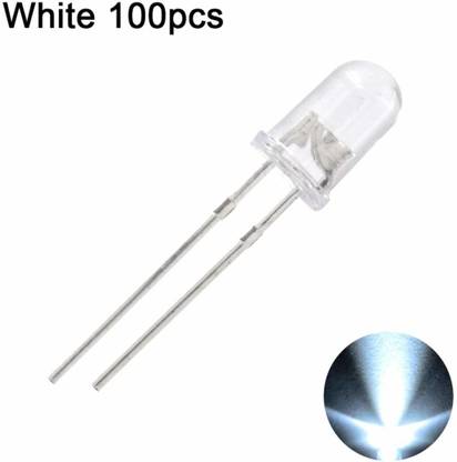 dwij collection pack of 100 white LED 5mm size and 3.7 volt for various purposes. Light Electronic Hobby Kit