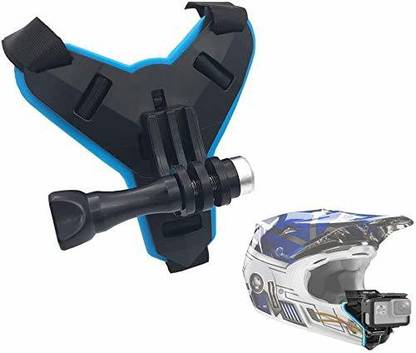 MOTO CARE Helmet Strap Mount Front Chin Mount for GoPro Hero 9 Black, 8,7,6, Hero 5 Session and for Other Similar Action Camera Helmet Mount (Black&Blue) Helmet Mount
