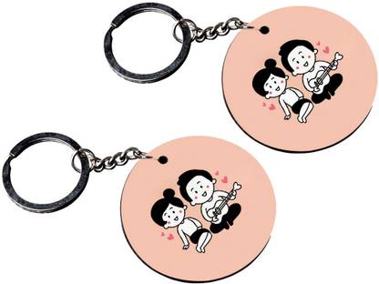 Crazy Corner Couple Singing Love Song Printed Keychains Set of 2/Key Chain Key Chain