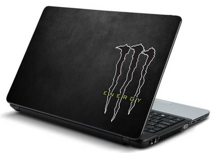 Print Shapes Monster Energy Logo Black And White Hd Laminated Vinyl Laptop Decal 15.6