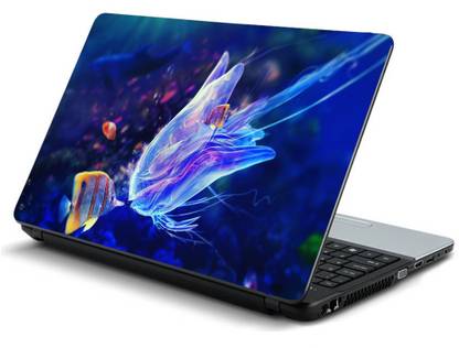 Advik Arts ocean jellyfish fish shark Laptop Skin Sticker Laminated Vinyl Laptop Decal 15.6