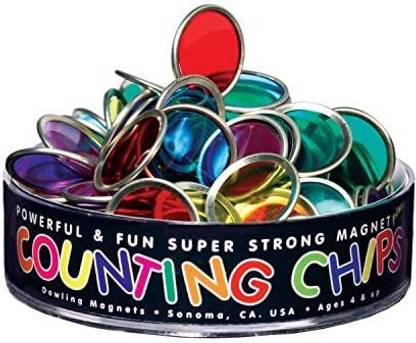 Dowling Magnets - Do-736608 Magnetic Counting Chips With Block Magnet, 75 Chips, Bingo Chips