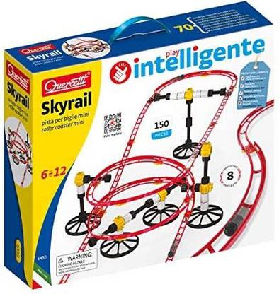 Quercetti Roller Coaster Mini Rail Set -150Pc, 8 Meters, Kids Ages 6-12, Building Blocks For Marbles Game Maze Tracks