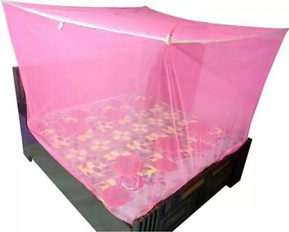 vishu Cotton Kids Washable Machardani Cotton 6X6 (Mosquito Net)Pink 100% Cotton Mosquito Net