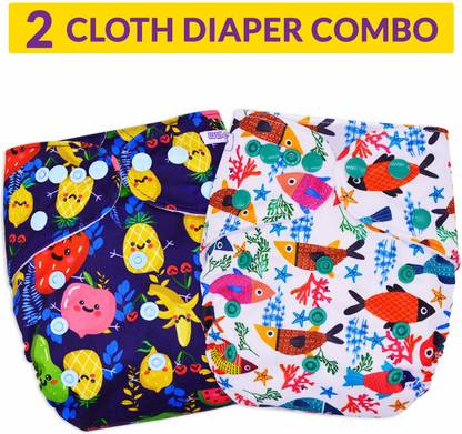 Bembika A Plus Printed Cloth Diapers for Babies, Washable Reusable, Adjustable Sizes (2 Combo) (No Inserts Included) 2Y