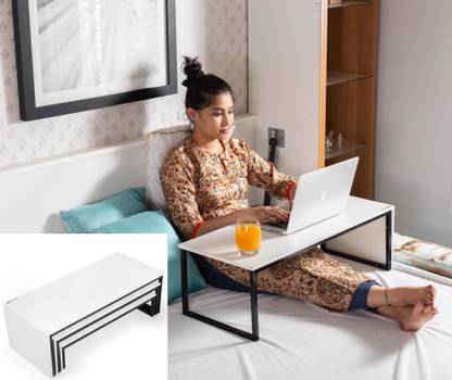 Invisible Bed Set of 3 Nested Tables - Multipurpose: Lapdesk/Study Table for Students/Kids Table/Work Desk/Stool/Laptop Desk for Bed/Sofa/Floor Engineered Wood Study Table