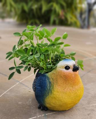 Homesutraa 5" Blue Sparrow Shape Small Mini Cute Fancy Decorative Pot (13.5X11X11 CM) Plant Container Set