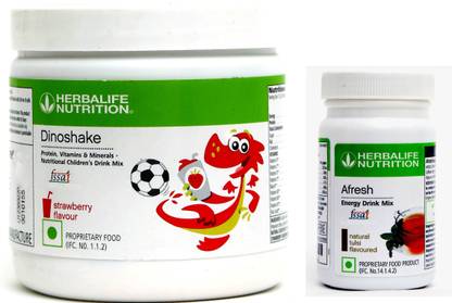 Herbalife Nutrition Dinoshake Strawberry flavour 200 gm and Afresh Energy Drink Mix Tulsi 50 gm