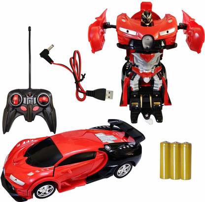 NN BABY HUB Transformer Remote Control Car Robot car Robot Deformation Toys For Kids (Red)