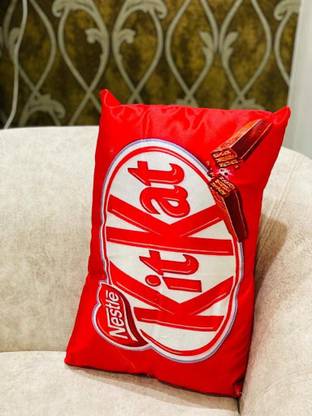 Amazzing Reversible Pillow for Kids | Knitting Fabric Rectangular Shaped Cushion for Kids with Microfibre Filler (KitKat Design, 14" X 20")  - 30 cm