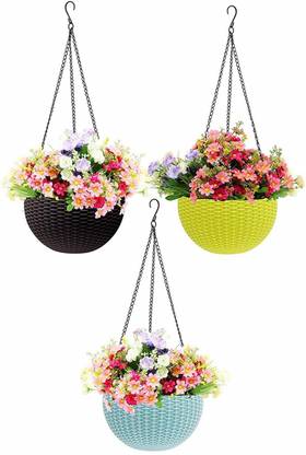 TFH Hanging Plastic Vase With Iron Chain 7.1 Inches Plastic Vase
