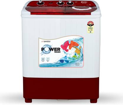 Sansui 7 kg 5 Star Rating Semi Automatic Top Load Washing Machine Red, White