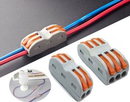 MERKEL 2pcs / 3 in 3 Out Universal Wiring Cable Connector Push-in Conductor Terminal Connector Wire Connector