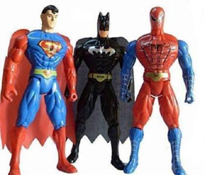 Kinto Spiderman Superman Batman Super Hero Figures Pack of 3