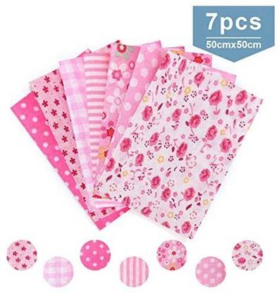 KINGSO 7Pcs Cotton Fabric Different Pattern Patchwork Fabric Craft Printed Top Cotton Material Mixed Squares Bundle Quilting S