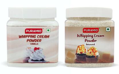 PURAMIO Whipping Cream Powder Combo Of- Vanilla & Butterscotch, (250g x 2) Icing