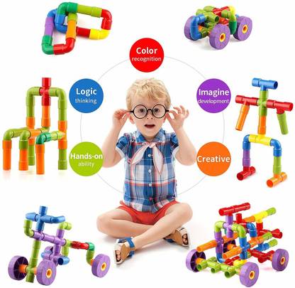 Orayan Kids Boy & Girl Imagination, Logic Thinking, Hands-on Ability Minded Game Block Creativity And Challenging Toy Construction Pipe Puzzle Game