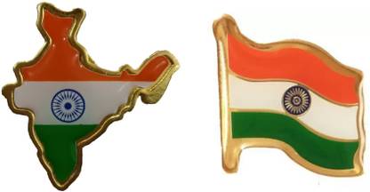 One Trade India (Pack of 6) Indian Flag Badge + Indian Map Badge Combo For Republic Day, Independence Day, School / College Events and Function for blazer/Jacket/Shirt/Uniform Brooch