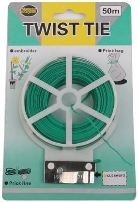 Iktu Multipurpose Twist Tie Wire Spool With Cutter For Wires , Garden Yard Plant 50m (Green) Plastic Standard Cable Tie