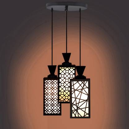 DecorVista 3 Light Creative Wooden Pendant Lamp for Room,Foyer,Hallway Ceiling Lamp(Black) Pendants Ceiling Lamp