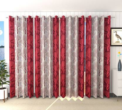 Tanishka Fabs 274 cm (9 ft) Polyester Semi Transparent Long Door Curtain (Pack Of 4)