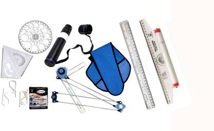 Pyramid set of 9 Mini Drafter mini kit paper holder set scale drawing board clip Rolling Roller Drafting Compass Set