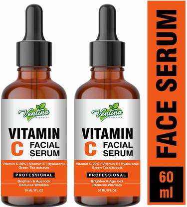 Ventina Organics Vitamin C Face Serum with Hyaluronic Acid, Grape Seed Extract, Witch Hazel and Chamomile