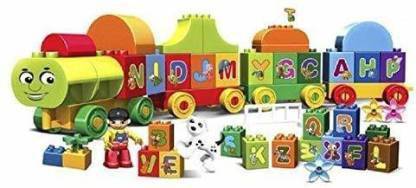 BDJ ENTERPRISE 75Pc Alphabet Train Building Blocks Learning Letters,Words And Spelling Educational Block Game Play Set For Kids- Multi Color (Multicolor)