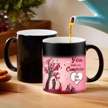 ME&YOU Special Valentine Gift Pack for Girlfriend, Wife, Husband, Boyfriend, You will always be in my heart Quoted Printed Ceramic Magic Ceramic Coffee Mug