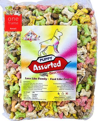 Nootie One Frame Retail Freshly Baked Biscuits Puppy Dog Treat 1 KG Chicken Dog Treat