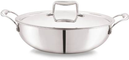 cello Tri Ply Stainless Steel Kadhai with Lid 20 Cm Kadhai 20 cm diameter with Lid 1.6 L capacity